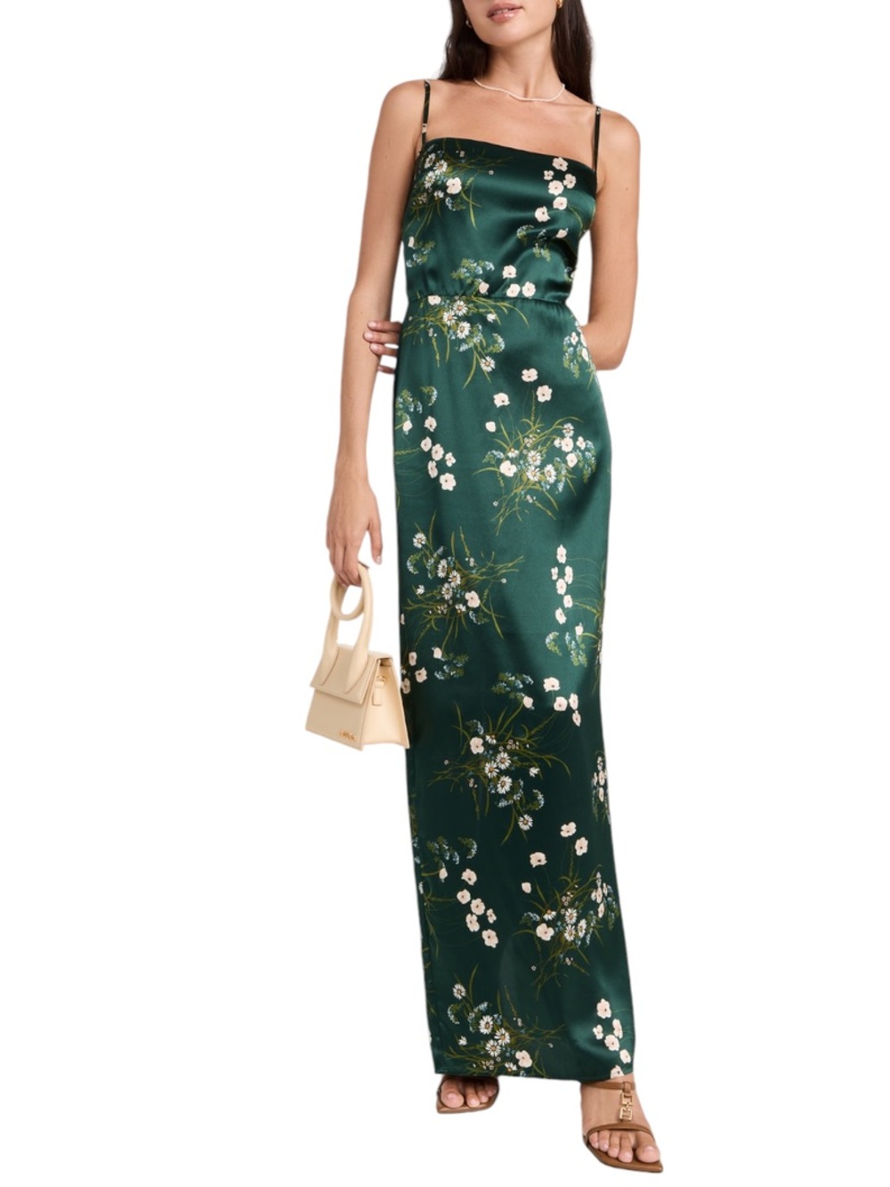 Reformation Frankie Floral Silk Maxi Dress in Buena Green Size 8 - Picture 2 of 16
